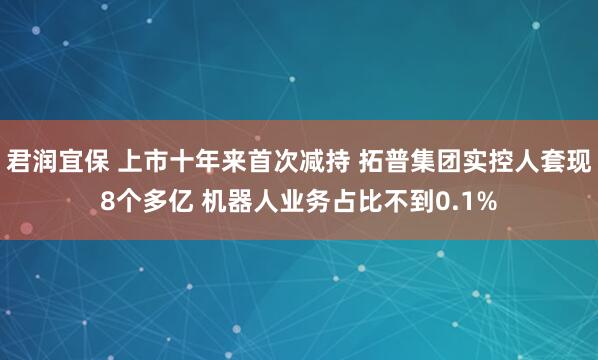 君润宜保 上市十年来首次减持 拓普集团实控人套现8个多亿 机器人业务占比不到0.1%