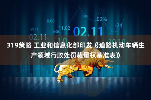 319策略 工业和信息化部印发《道路机动车辆生产领域行政处罚裁量权基准表》