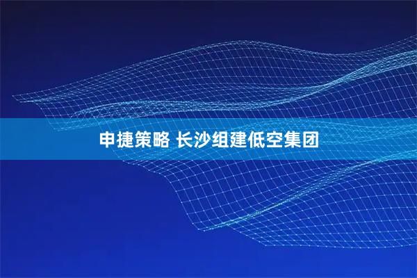 申捷策略 长沙组建低空集团